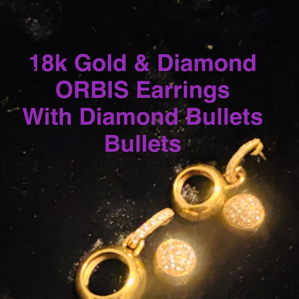 18k Gold and Diamond ORBIS Earrings for Pierced Ears